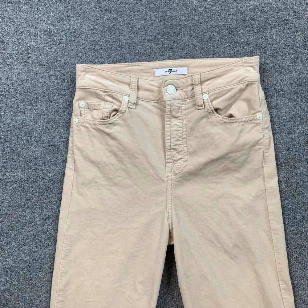 7 For All Mankind Jeans Womens 24 Cream Lisha Velvet Bootcut Stretch Pockets